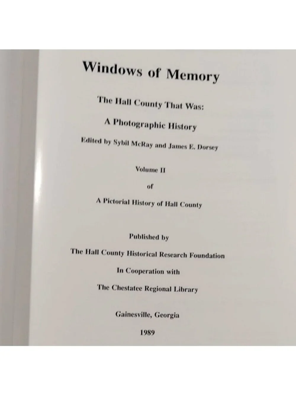 Georgia Photo History Book Windows Of Memory The Hall County That Was Hardcover